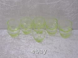 11 X Antique Art Déco Design Verre à Punch Tasse Vintage Vert Clair