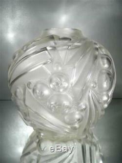 1920-30 D. Guéron Degué Et É. Cazaux Gros Vase En Verre Soufflé-moulé Art Déco