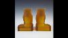 20thcenturyglass Com Bagley Art Deco Frosted Amber Glass Owl Bookends