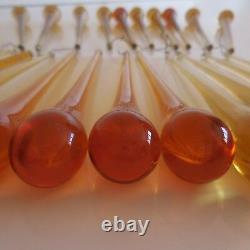 21 pampilles verre ambre cristal design art déco éclairage lustre France N3452
