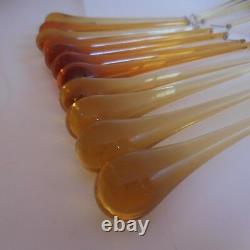 21 pampilles verre ambre cristal design art déco éclairage lustre France N3452