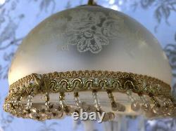 2 Appliques anciennes Art Déco laiton verre pampilles en perles Rétro Superbes