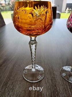 3 VERRE A VIN DU RHIN ROEMER DE COULEUR Saint Louis Baccarat Art Deco