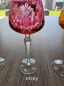 3 VERRE A VIN DU RHIN ROEMER DE COULEUR Saint Louis Baccarat Art Deco