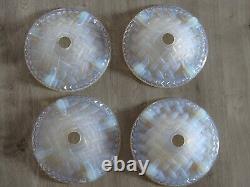 4 Anciennes Tuilipes Verre Opalescent Decor Tresser Art Deco Style Ezan