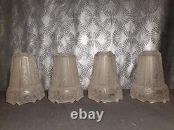 4 tulipes en verre art deco Pierre MAYNADIER pour lampe lustre applique murale