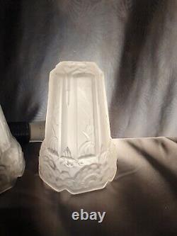 4 tulipes en verre art deco Pierre MAYNADIER pour lampe lustre applique murale