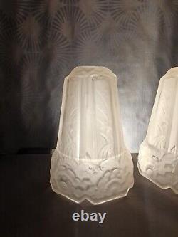 4 tulipes en verre art deco Pierre MAYNADIER pour lampe lustre applique murale