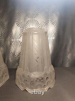 4 tulipes en verre art deco Pierre MAYNADIER pour lampe lustre applique murale