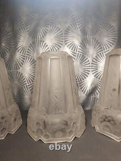 4 tulipes en verre art deco Pierre MAYNADIER pour lampe lustre applique murale