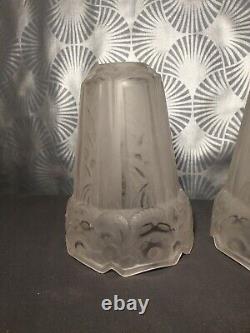 4 tulipes en verre art deco Pierre MAYNADIER pour lampe lustre applique murale