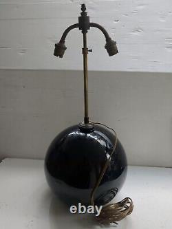 ART DECO Pied de Lampe boule opaline noire Dlg Adnet