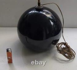 ART DECO Pied de Lampe boule opaline noire Dlg Adnet