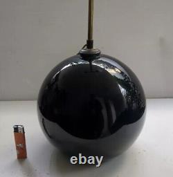 ART DECO Pied de Lampe boule opaline noire Dlg Adnet