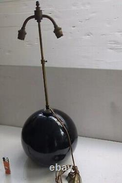 ART DECO Pied de Lampe boule opaline noire Dlg Adnet