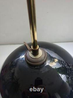 ART DECO Pied de Lampe boule opaline noire Dlg Adnet