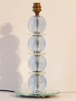 Adnet Pied De Lampe Verre & Miroir Annees 40-50 Vintage 40s 50s Glass Lamp