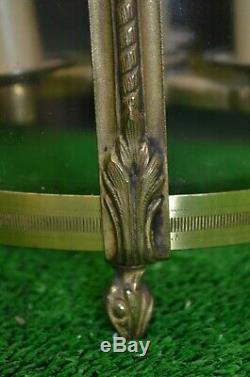 Ancien Lustre Bronze Suspension Plafonnier Verre Style Louis Philippe XV Tulipe
