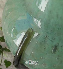 Ancien Vase Art Deco En Verre Bulle Signe Schneider Annee 20