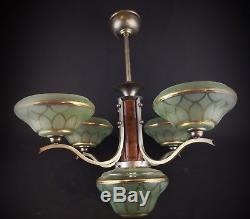 Ancien lustre lampe suspension art déco ou 1950 vintage à 5 feux