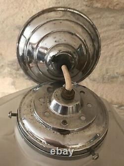 Ancien lustre/suspension boule Art Déco en verre pressé dépoli