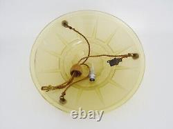 Ancien lustre, suspension vasque Art Déco 1 Feu, en pâte de verre jaune
