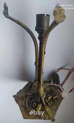 Ancien pied de lampe en Bronze, laiton art déco1900 pour pâte de verre déco roses