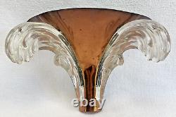 Ancienne Applique Art Déco Cuivre Jet Eau Cascade Vague Verre Ezan Petitot 1930