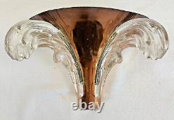 Ancienne Applique Art Déco Cuivre Jet Eau Cascade Vague Verre Ezan Petitot 1930