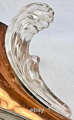 Ancienne Applique Art Déco Cuivre Jet Eau Cascade Vague Verre Ezan Petitot 1930