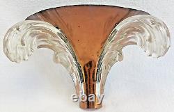 Ancienne Applique Art Déco Cuivre Jet Eau Cascade Vague Verre Ezan Petitot 1930