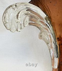 Ancienne Applique Art Déco Cuivre Jet Eau Cascade Vague Verre Ezan Petitot 1930