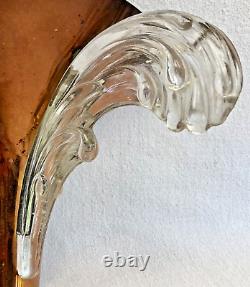 Ancienne Applique Art Déco Cuivre Jet Eau Cascade Vague Verre Ezan Petitot 1930