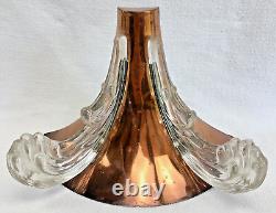 Ancienne Applique Art Déco Cuivre Jet Eau Cascade Vague Verre Ezan Petitot 1930