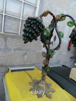 Ancienne Lampe tulipe grappes de raisins verre Murano et bronze art deco lamp