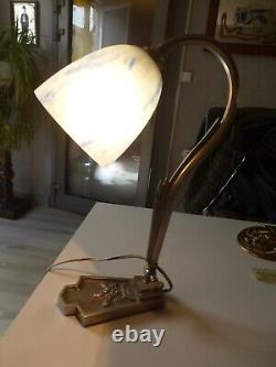 Ancienne lampe art déco orientable avec Tulipe Pâte De Verre bleu