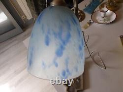 Ancienne lampe art déco orientable avec Tulipe Pâte De Verre bleu