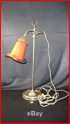 Ancienne lampe de bureau réglable tulipe pate de verre signée MULLER art déco