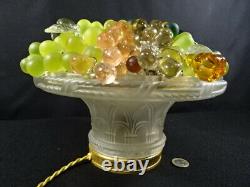 Ancienne lampe de table d'époque art déco coupe fruits murano verre pressé