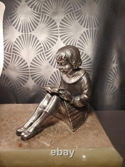Ancienne lampe veilleuse art déco 1930 sculpture statuette enfant fille & garçon
