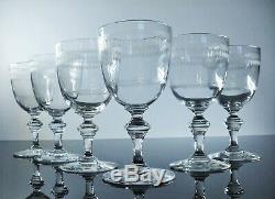 Anciennes 6 Verres A Vin Cristal Grave Aiguille Dégage Acide Baccarat Art Déco