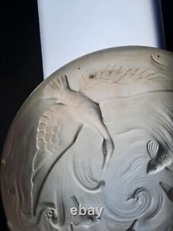 Applique Art Deco plafonnier vasque Pate De Verre Style Lalique Muller Oiseaux