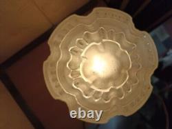 Art Deco Lampe a poser de table globe obus oblong pied forge motif aux feuilles