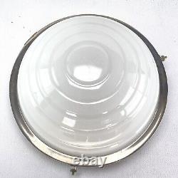 Art Déco Lampe de Plafond Plafonnier Verre Opale Chrome 1940er