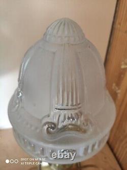 Art Deco Lampe moderniste de table ou chevet globe mongolfiere pied type ADNET