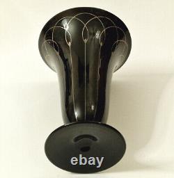 Art Déco Vase en Verre Silbermalerei Steinschoenau 1940er Années R758