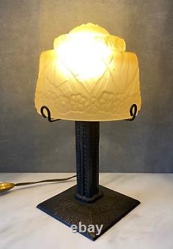 Art deco Grande lampe Muller frère / lamp Muller Sabino Daum Wrought iron