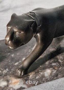 Art déco lampe veilleuse tigre en métal sur marbre, fonctionne