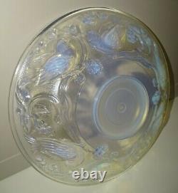 BELLE COUPE VERRE OPALESCENT signée EZAN déco OISEAUX en EPAISSEUR ART DECO D