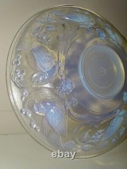 BELLE COUPE VERRE OPALESCENT signée EZAN déco OISEAUX en EPAISSEUR ART DECO D